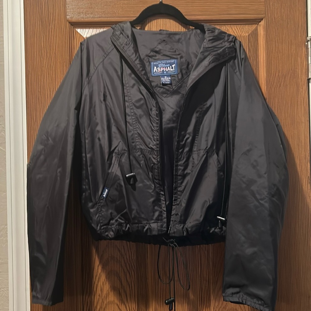 Blue Asphalt Nylon Hooded Jacket
